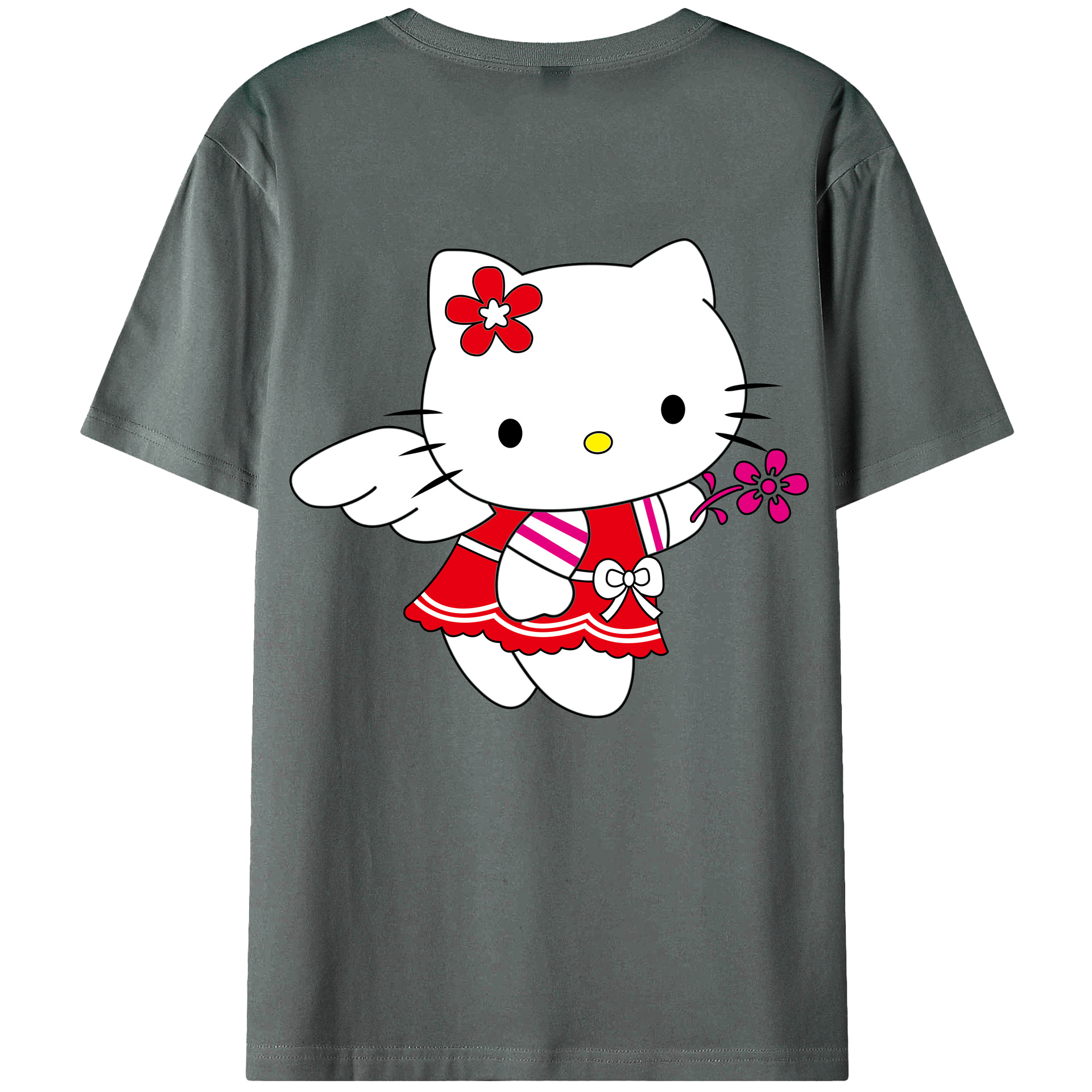 （画像用） Hello Kitty ハローキティ 綿100％ メンズ半袖Tシャツ（バックプリント） 通気性